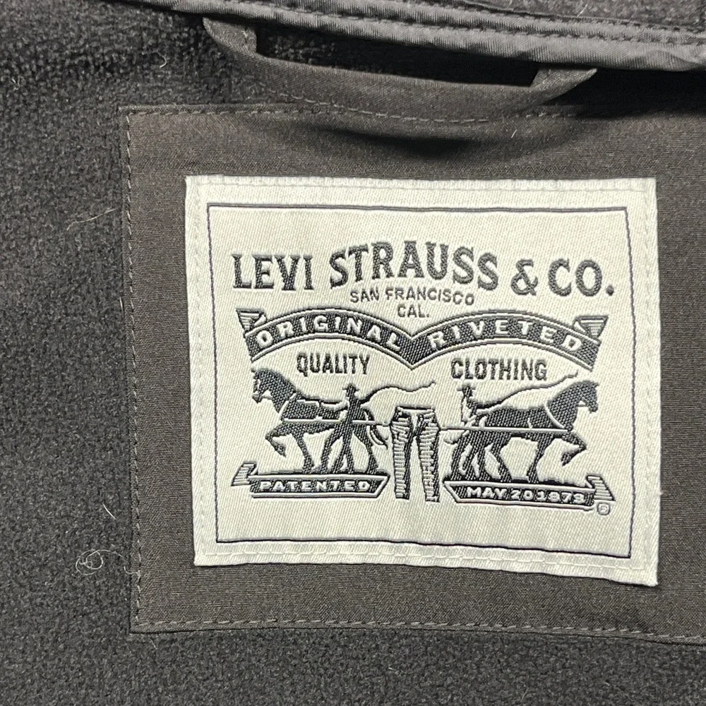 Levi Strauss & Co‎ Softshell Jacket Mens Black Hooded Fleece Lined Full Zip XL